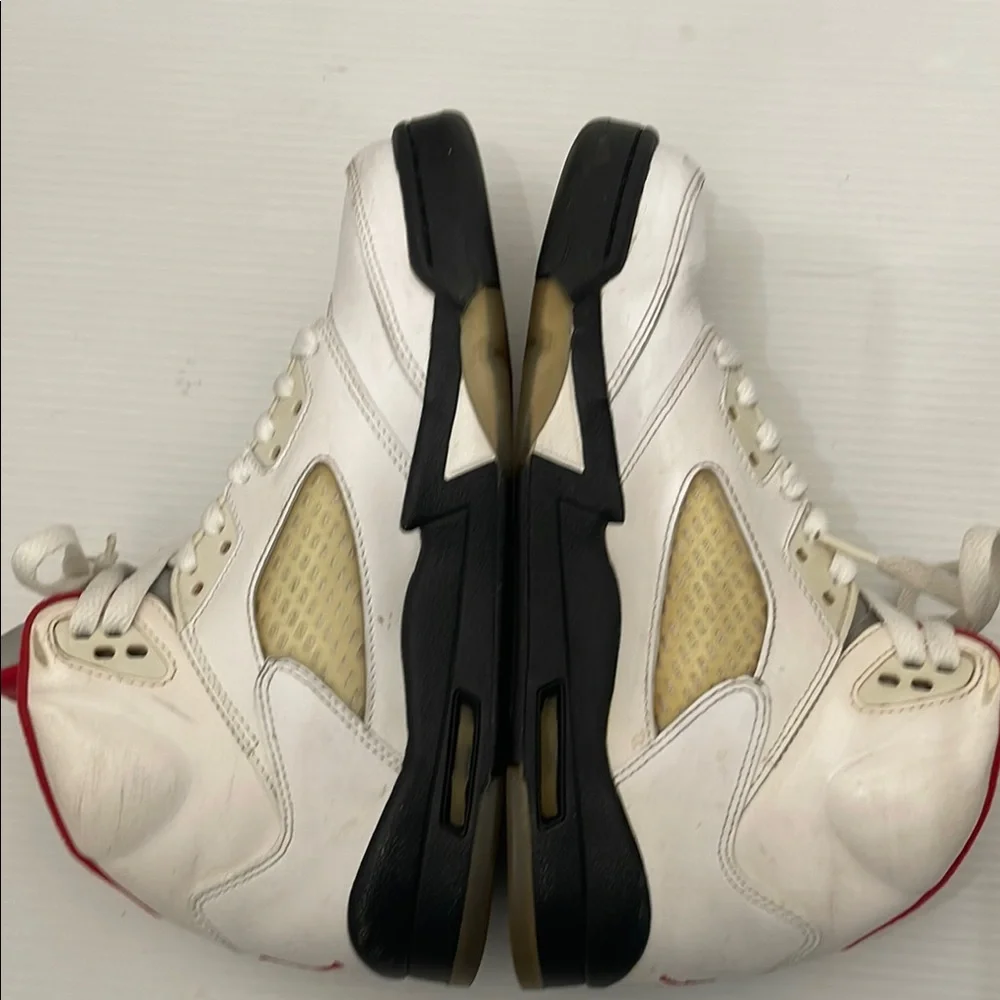 White and Red High-Top Sneakers